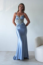 Vera Embellished Bodycon Gown | Dusty Blue | Debs & Prom | Formal Gown | Oh Hello Clothing