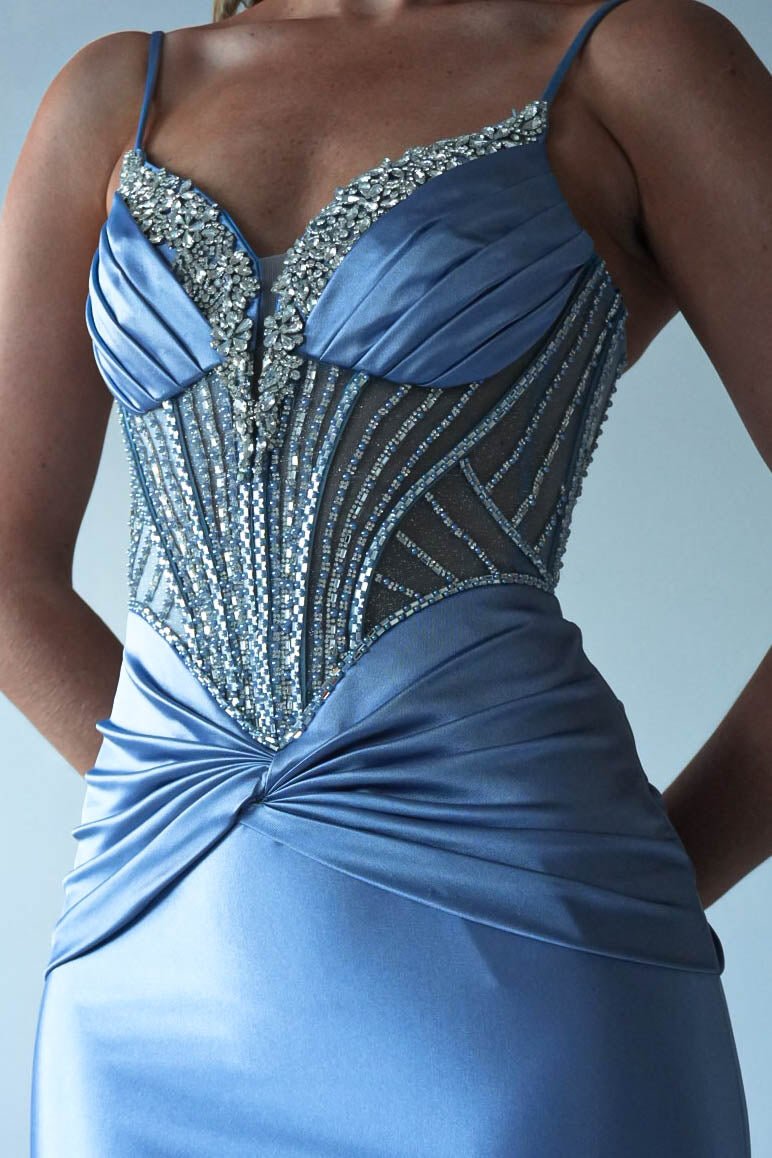 Vera Embellished Bodycon Gown | Dusty Blue | Debs & Prom | Formal Gown | Oh Hello Clothing