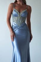 Vera Embellished Bodycon Gown | Dusty Blue | Debs & Prom | Formal Gown | Oh Hello Clothing
