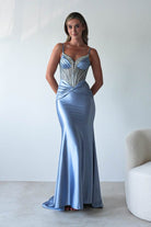 Vera Embellished Bodycon Gown | Dusty Blue | Debs & Prom | Formal Gown | Oh Hello Clothing