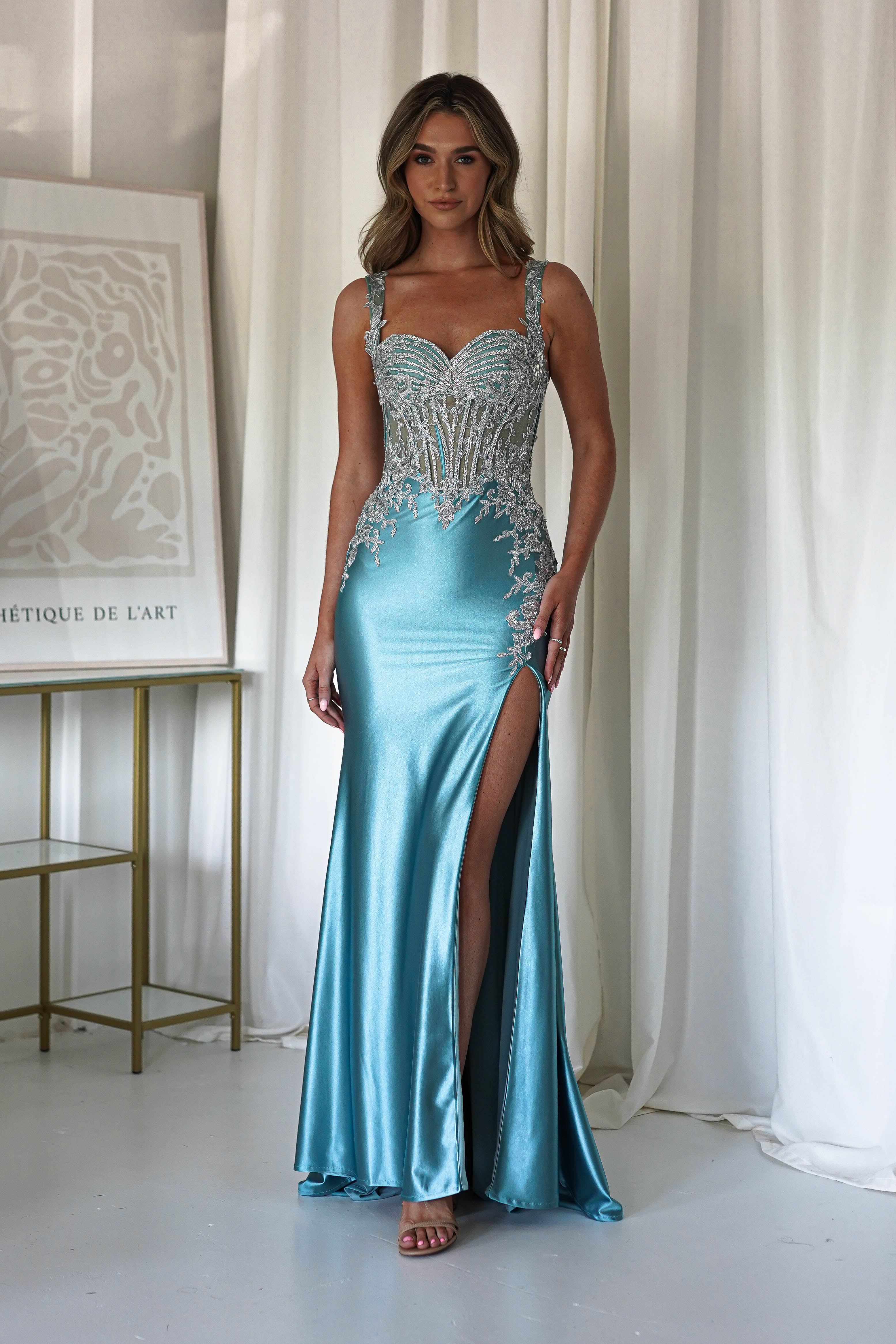 Rhodes Embellished Bodycon Gown | Robin Blue | Debs & Prom | Formal Gown | Oh Hello Clothing