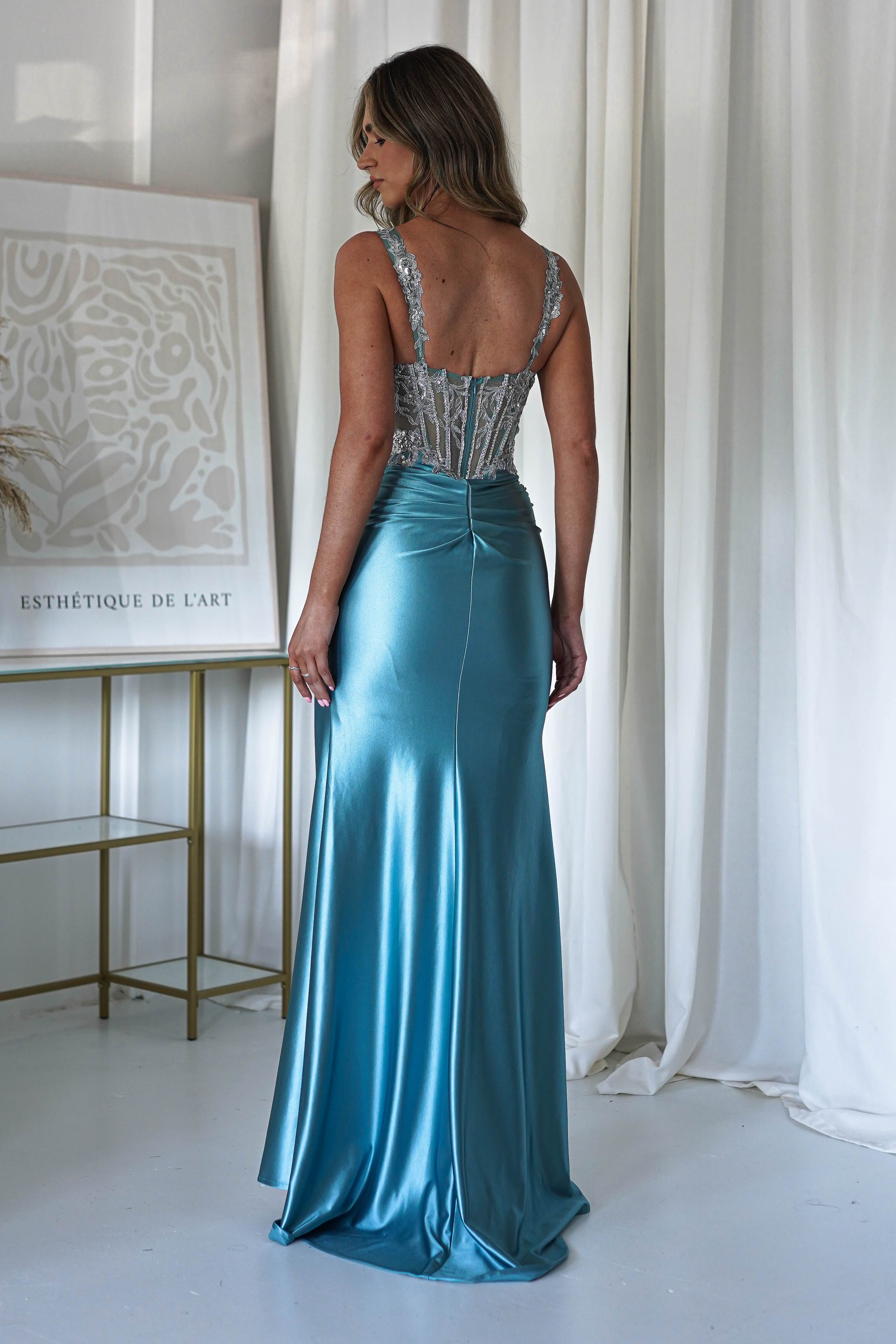 Rhodes Embellished Bodycon Gown | Robin Blue | Debs & Prom | Formal Gown | Oh Hello Clothing