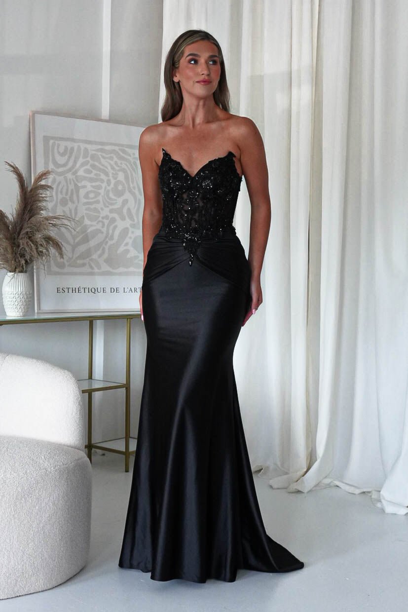 Raquel Bodycon Embellished Gown | Black | Debs & Prom | Formal Gown | Oh Hello Clothing