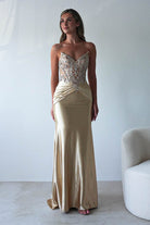 Raquel Bodycon Embellished Gown | Gold | Debs & Prom | Formal Gown | Oh Hello Clothing