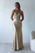 Raquel Bodycon Embellished Gown | Gold | Debs & Prom | Formal Gown | Oh Hello Clothing