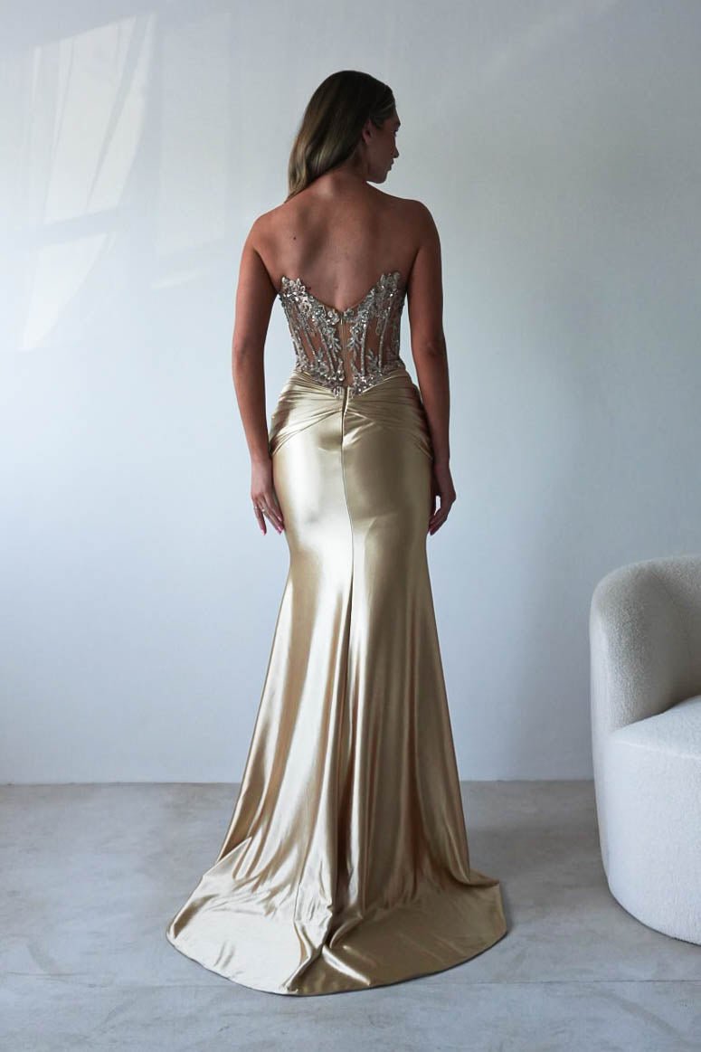 Raquel Bodycon Embellished Gown | Gold | Debs & Prom | Formal Gown | Oh Hello Clothing