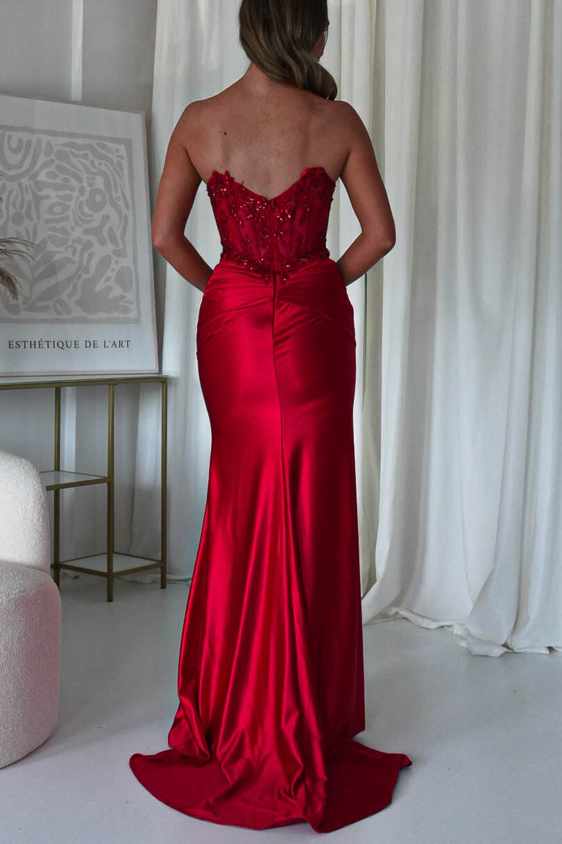Raquel Bodycon Embellished Gown | Red | Debs & Prom | Formal Gown | Oh Hello Clothing