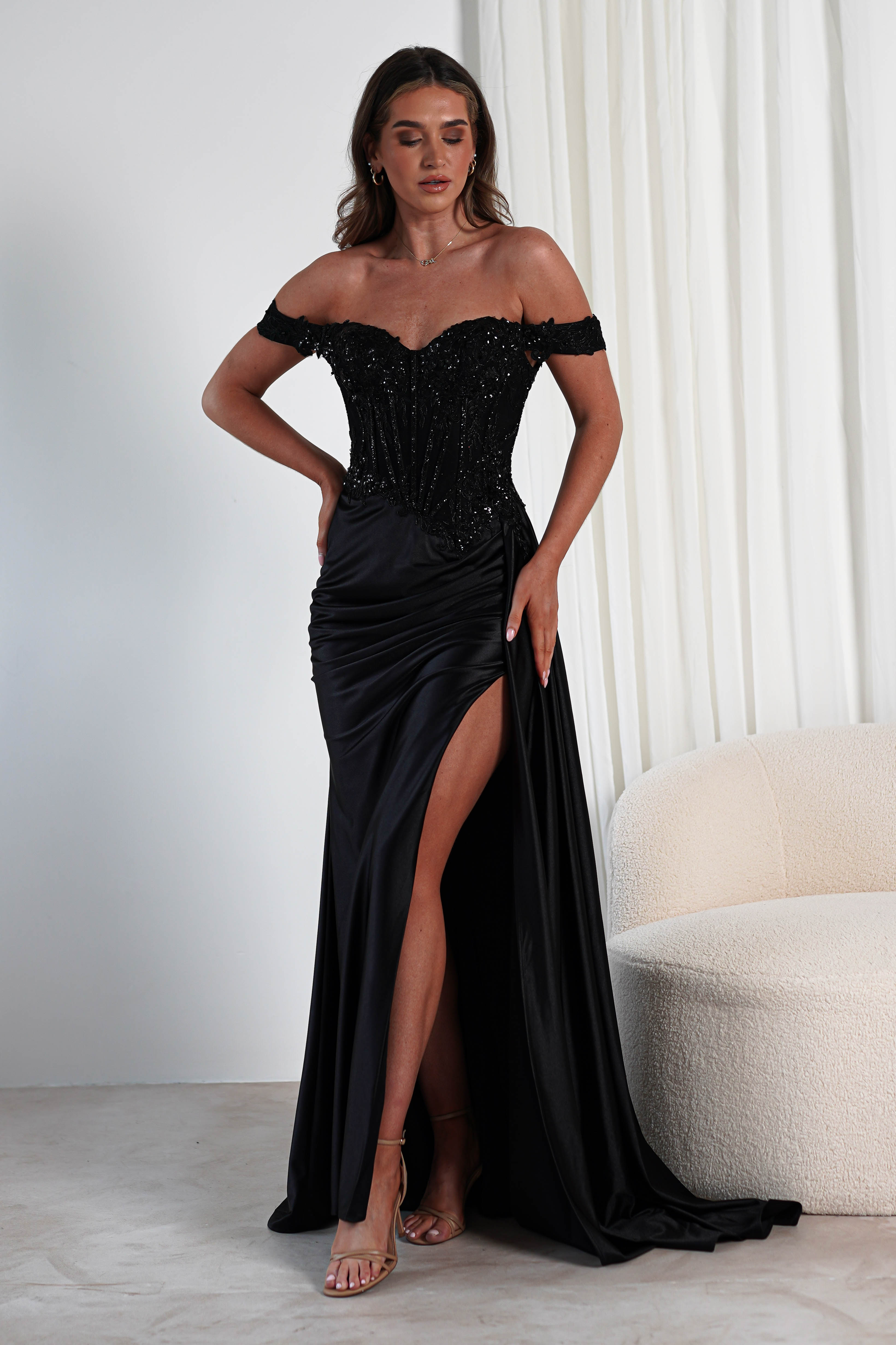 Marsela Lace Bodice Gown | Black | Debs & Prom | Formal Gown | Oh Hello Clothing