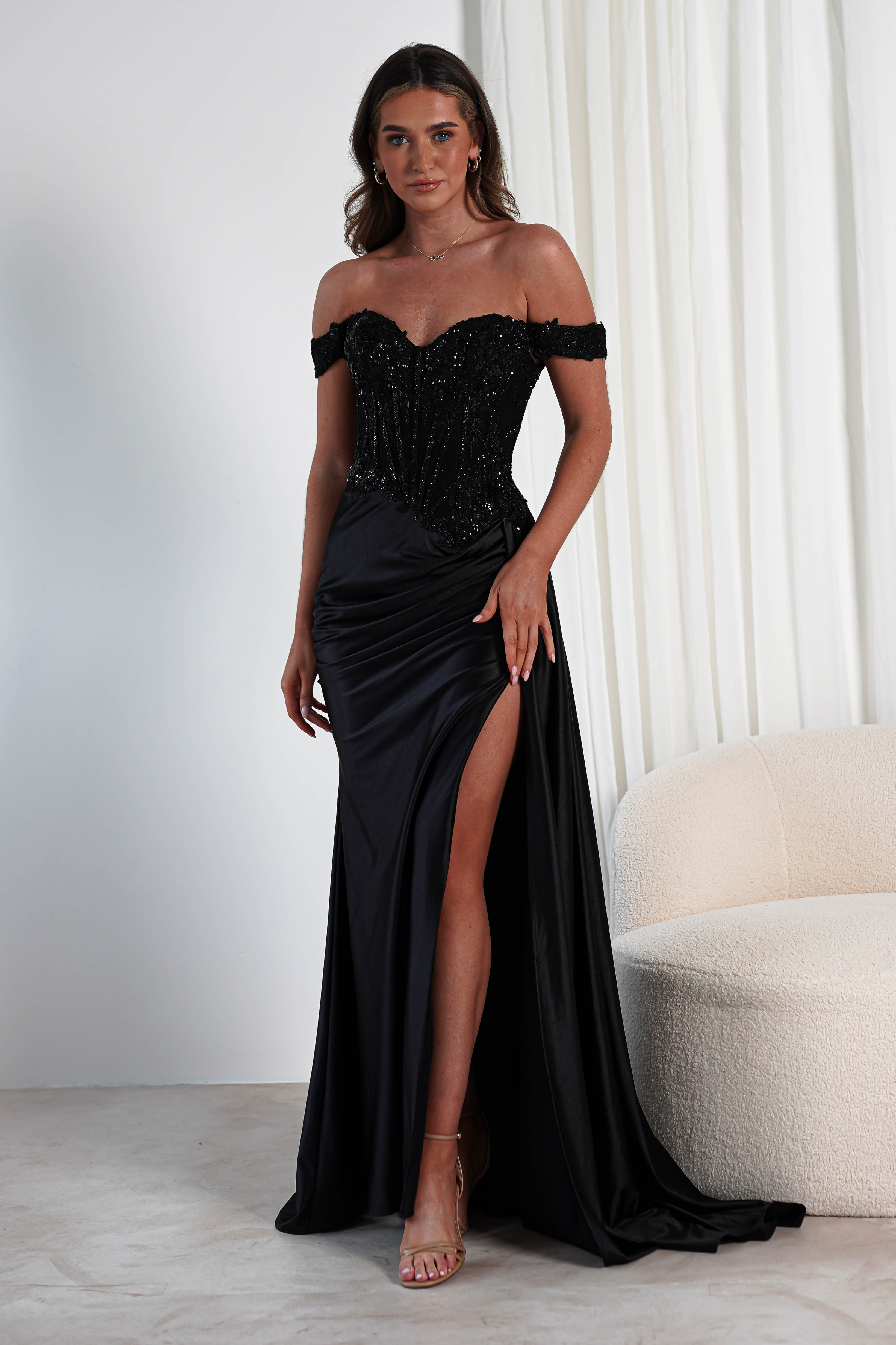 Marsela Lace Bodice Gown | Black | Debs & Prom | Formal Gown | Oh Hello Clothing