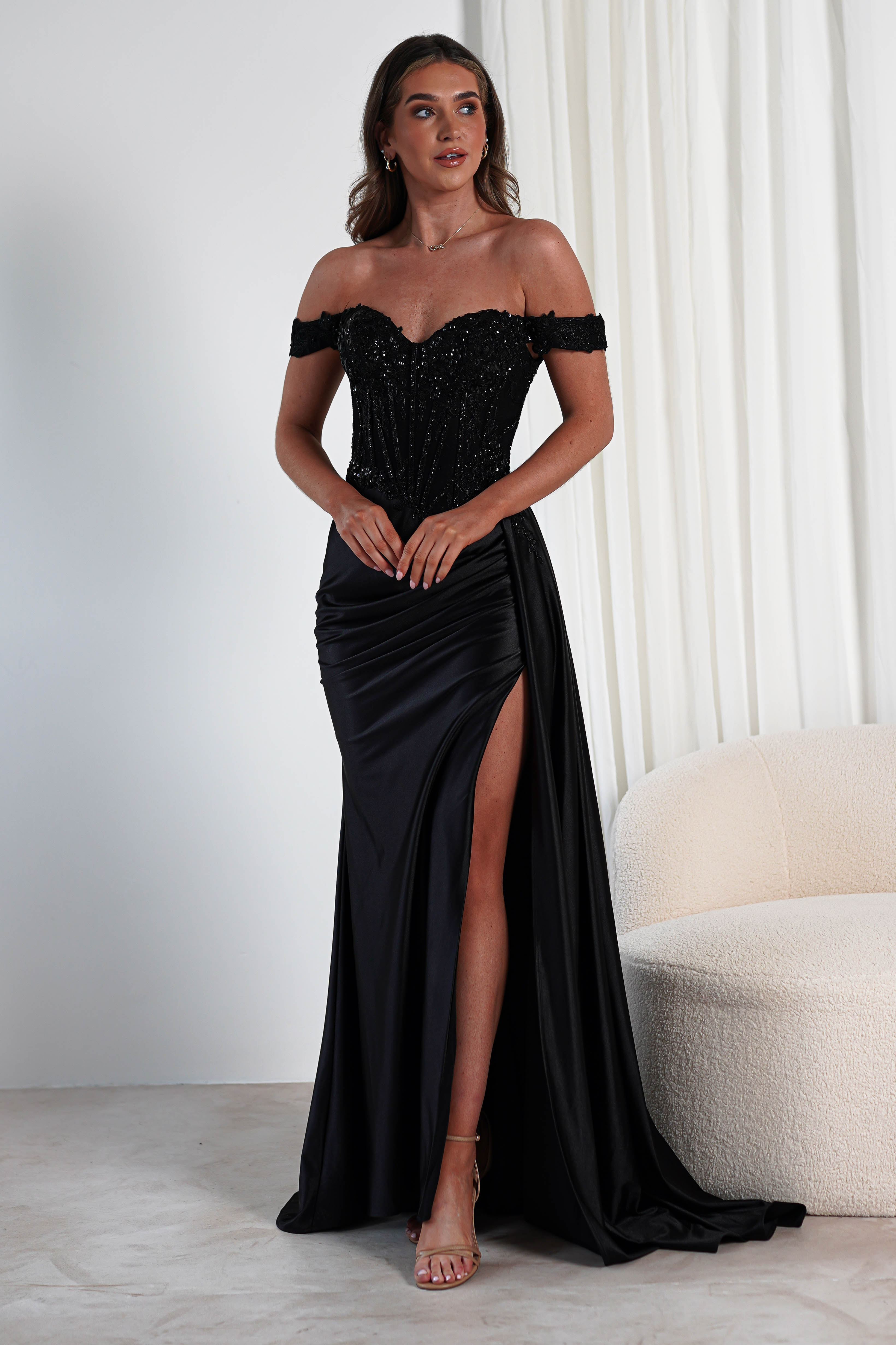 Marsela Lace Bodice Gown | Black | Debs & Prom | Formal Gown | Oh Hello Clothing