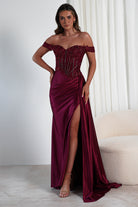 Marsela Lace Bodice Gown | Burgundy | Debs & Prom | Formal Gown | Oh Hello Clothing