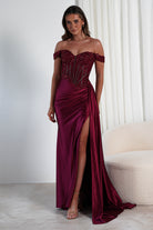 Marsela Lace Bodice Gown | Burgundy | Debs & Prom | Formal Gown | Oh Hello Clothing