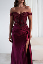 Marsela Lace Bodice Gown | Burgundy | Debs & Prom | Formal Gown | Oh Hello Clothing
