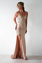 Regina Embellished Bodice Gown | Champagne/Gold | Debs & Prom | Formal Gown | Oh Hello Clothing