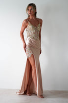 Regina Embellished Bodice Gown | Champagne/Gold | Debs & Prom | Formal Gown | Oh Hello Clothing