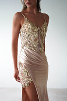 Regina Embellished Bodice Gown | Champagne/Gold | Debs & Prom | Formal Gown | Oh Hello Clothing