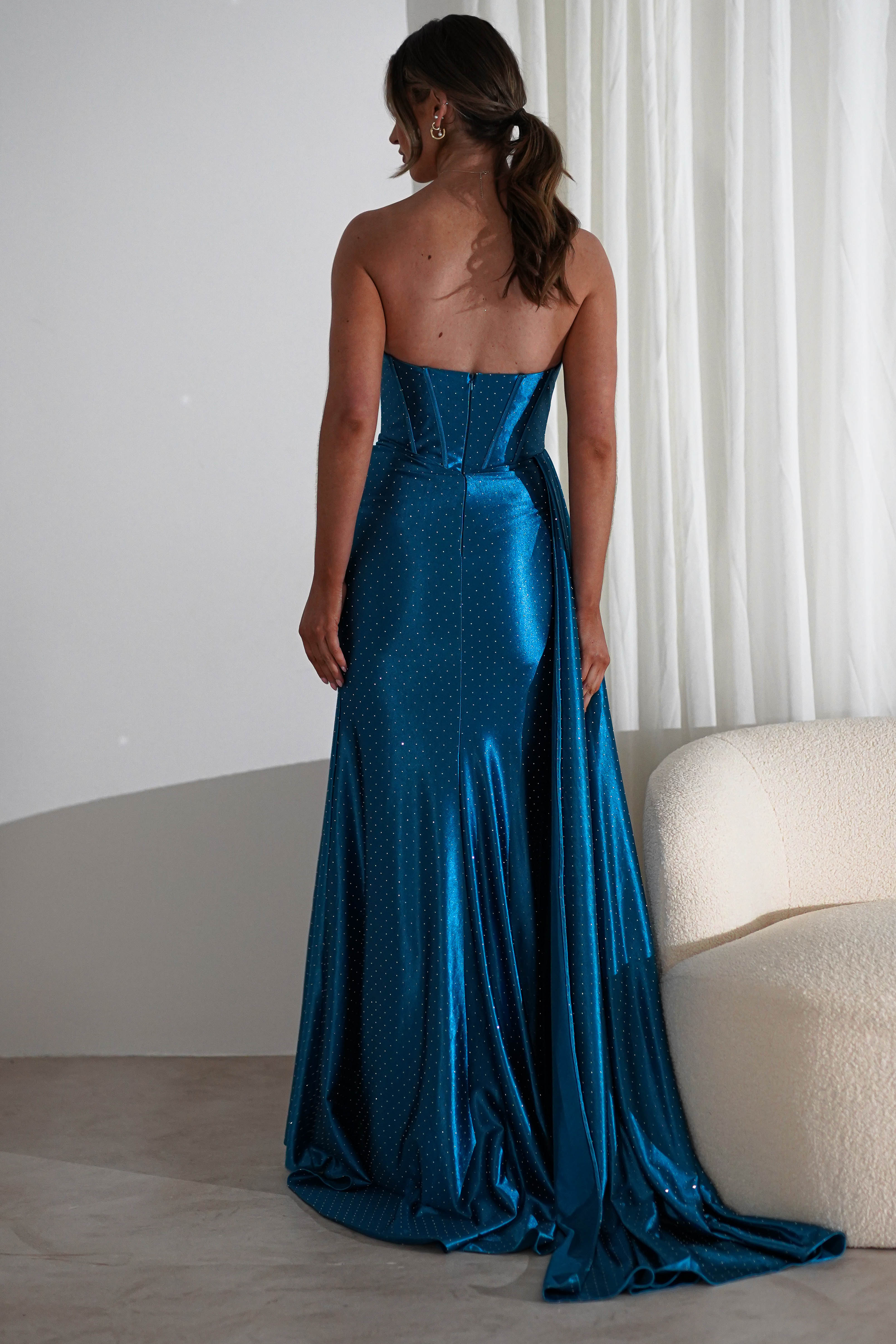 Pranvera Embellished Luxurious Gown | Peacock | Debs & Prom | Formal Gown | Oh Hello Clothing