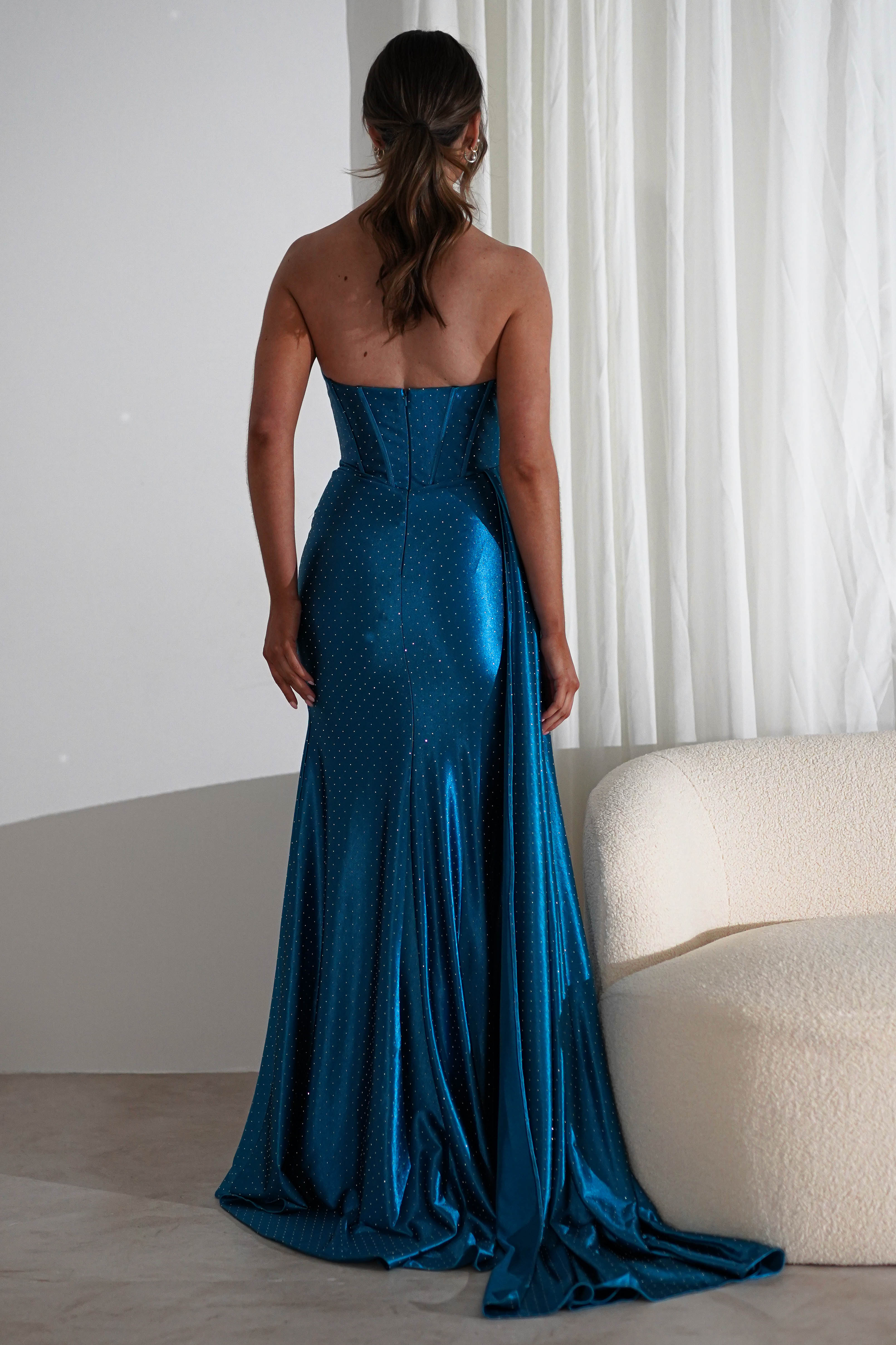 Pranvera Embellished Luxurious Gown | Peacock | Debs & Prom | Formal Gown | Oh Hello Clothing