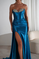 Pranvera Embellished Luxurious Gown | Peacock | Debs & Prom | Formal Gown | Oh Hello Clothing