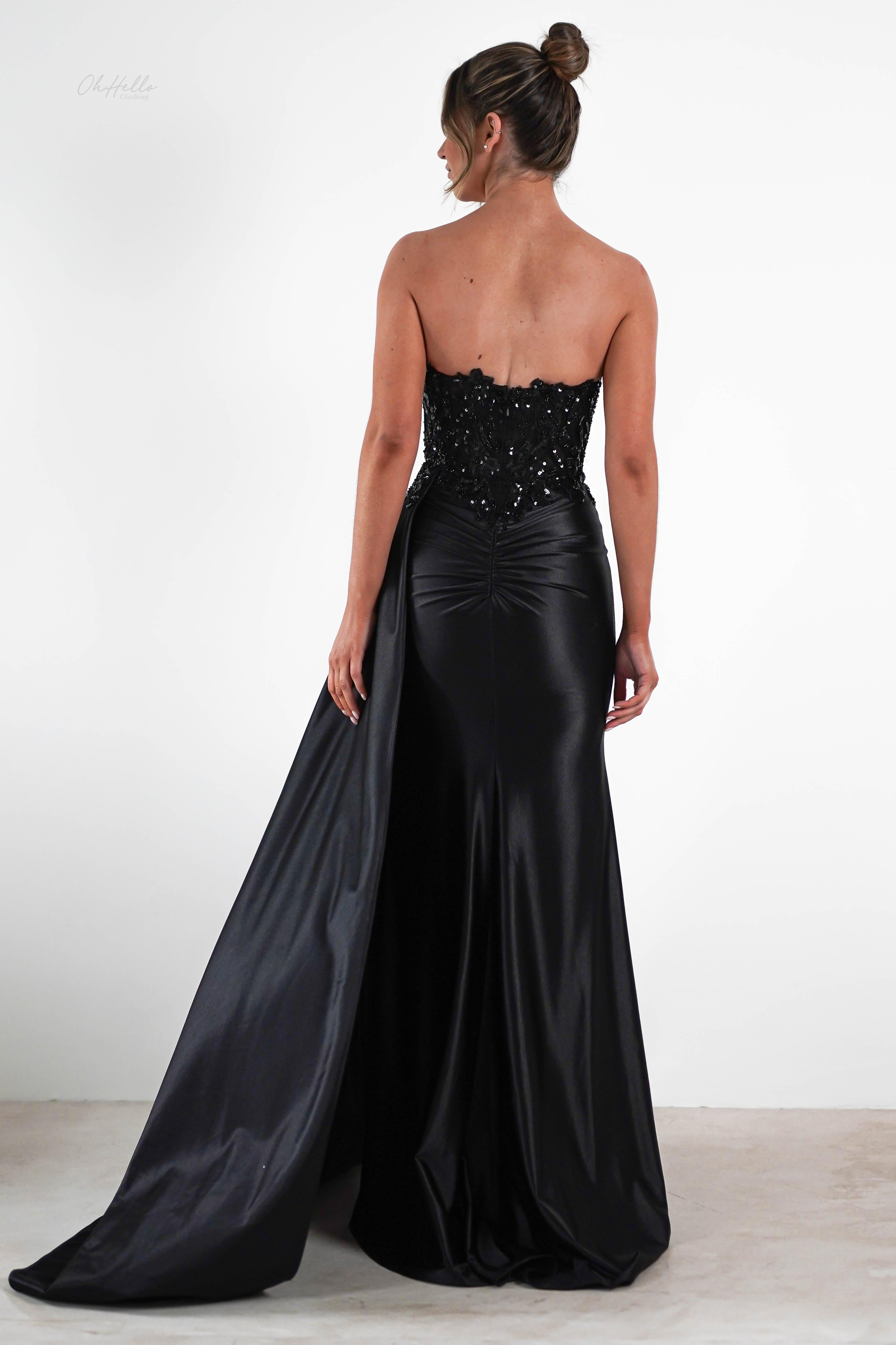 Saraya Bodycon Embellished Gown | Black | Debs & Prom | Formal Gown | Oh Hello Clothing
