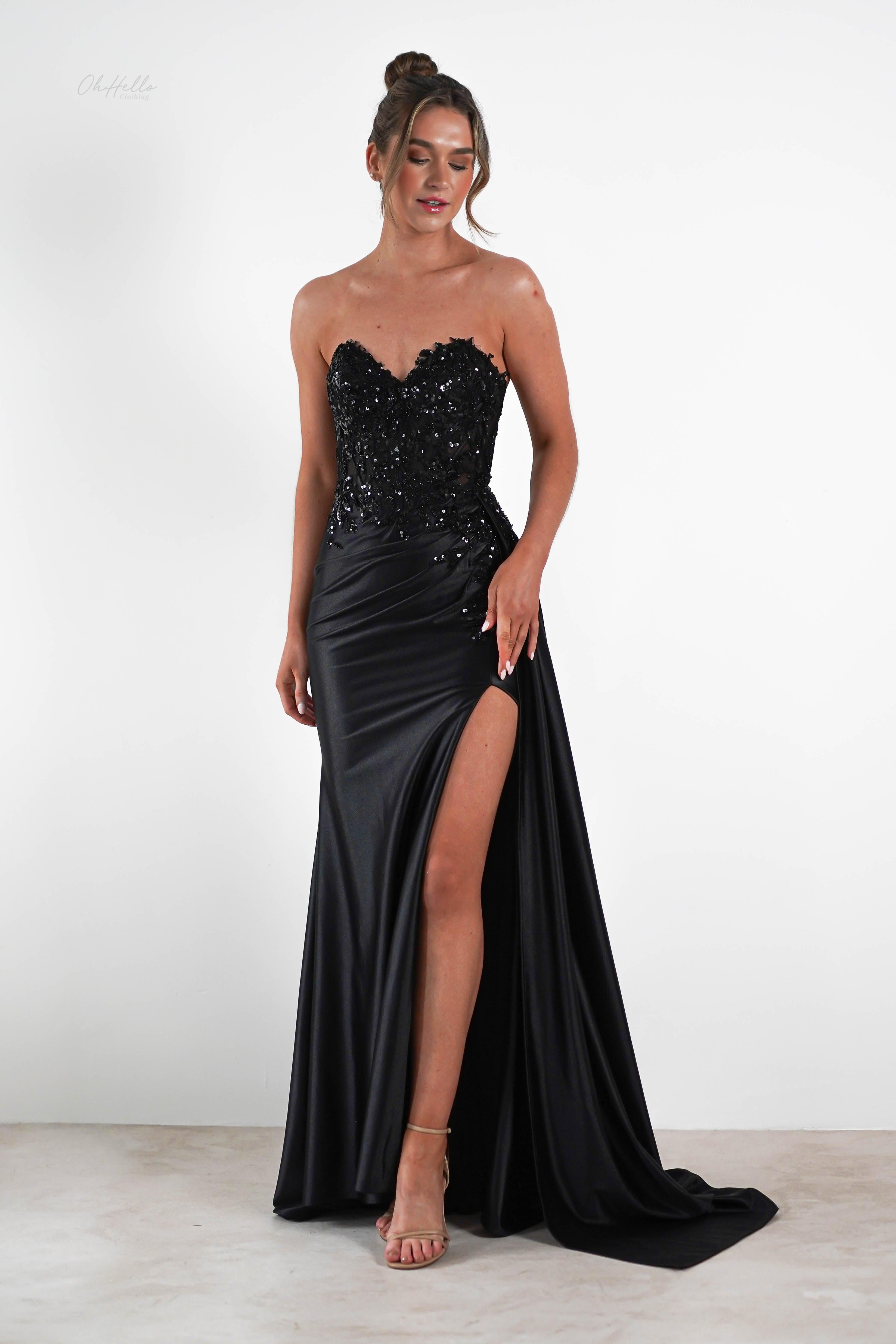 Saraya Bodycon Embellished Gown | Black | Debs & Prom | Formal Gown | Oh Hello Clothing