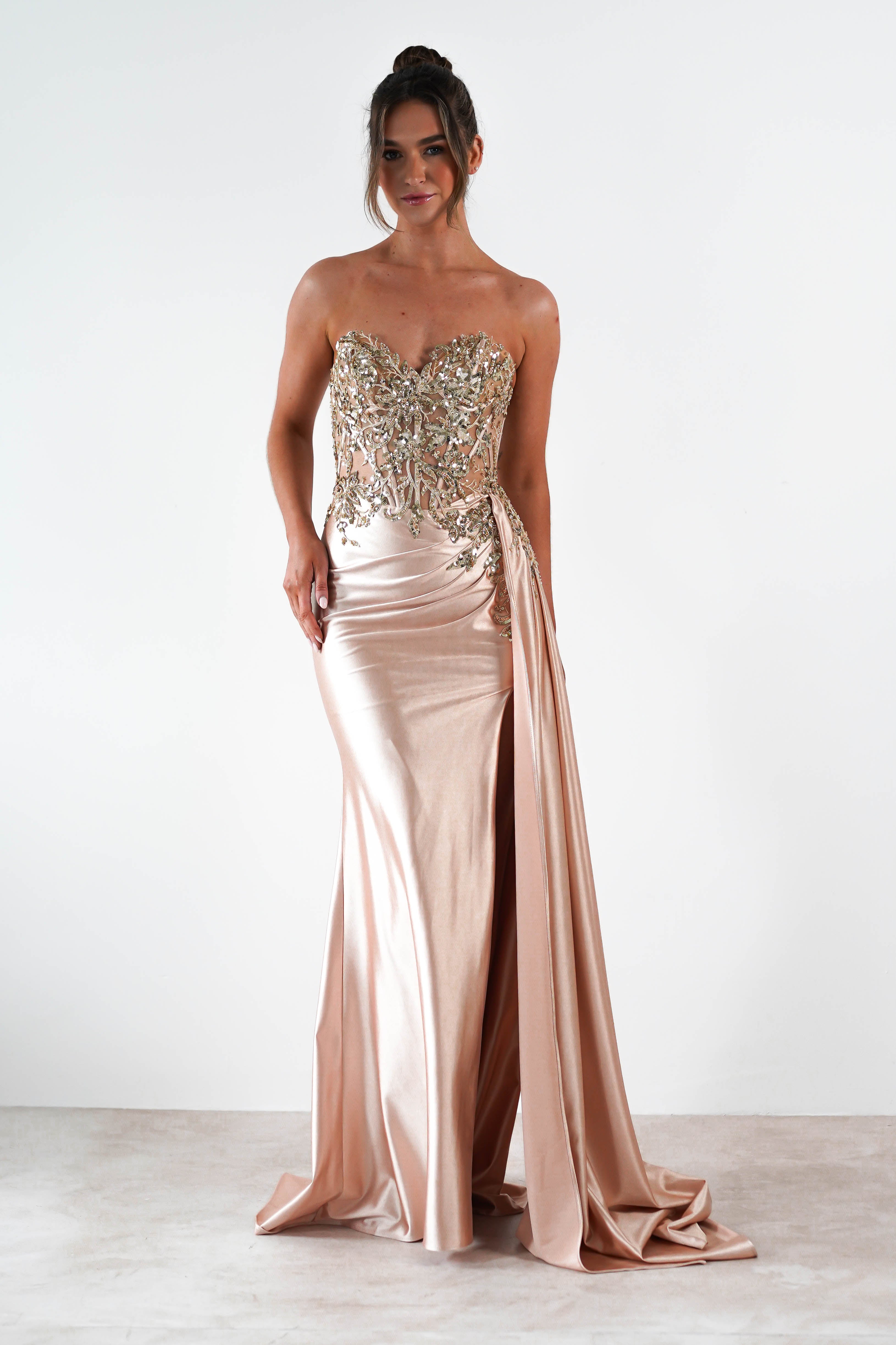 Saraya Bodycon Embellished Gown | Gold | Debs & Prom | Formal Gown | Oh Hello Clothing