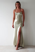 Celinee Satin Maxi Gown | Sage | Debs & Prom | Formal Gown | Oh Hello Clothing