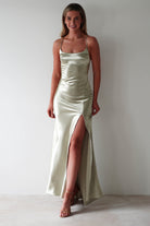Celinee Satin Maxi Gown | Sage | Debs & Prom | Formal Gown | Oh Hello Clothing