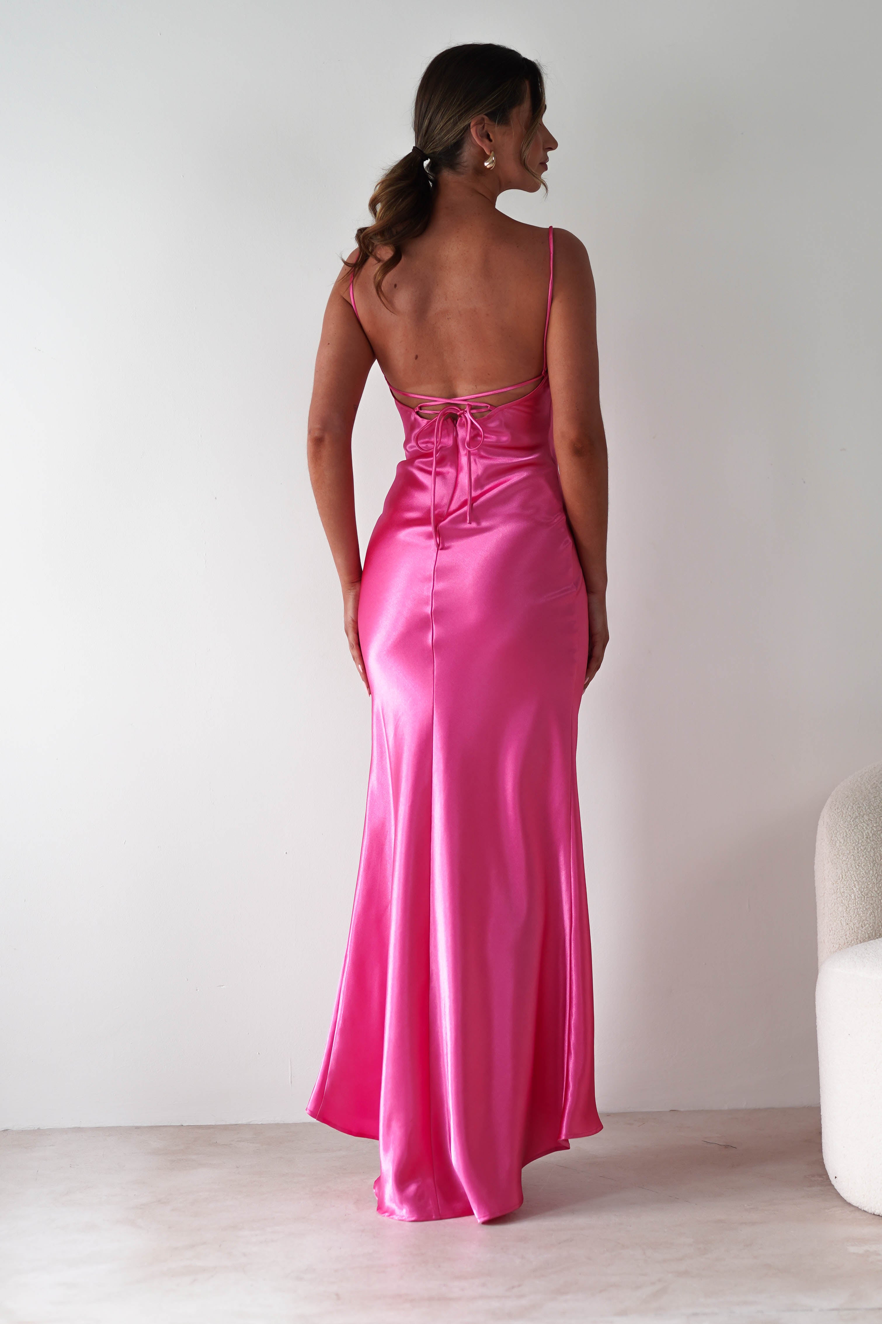 Celinee Satin Maxi Gown | Hot Pink | Debs & Prom | Formal Gown | Oh Hello Clothing