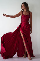 Cindy Pleated Bodice Gown | Burgundy | Debs & Prom | Formal Gown | Oh Hello Clothing