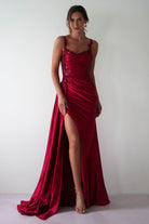 Cindy Pleated Bodice Gown | Burgundy | Debs & Prom | Formal Gown | Oh Hello Clothing