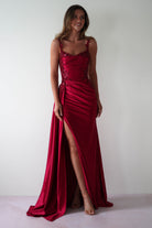 Cindy Pleated Bodice Gown | Burgundy | Debs & Prom | Formal Gown | Oh Hello Clothing