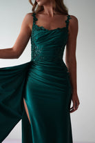 Cindy Pleated Bodice Gown | Emerald Green | Debs & Prom | Formal Gown | Oh Hello Clothing