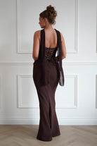 Oh Hello Clothing Women > Clothing > Dresses 1*Done-Cind-T732-Brown Strapless Ruched Midi Dress with Matching Scarf (Copy)