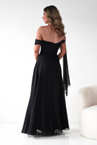 Oh Hello Clothing Dresses 1*DONE -CINDERALLA-BLACK DRESS DRAPE DSEIGN ON ONE SIDE- T716