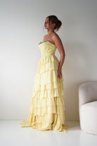 Oh Hello Clothing Women > Clothing > Dresses 1*DONE - Cinderalla-CD402- YELLOW Strapless Embellished Chiffon Tiered Maxi Dress