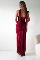 Oh Hello Clothing Women > Clothing > Dresses 1*DONE -CINDERALLA-CD411-BURGUNDY GOWN WITH MATCHING SCARF