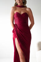 Oh Hello Clothing Women > Clothing > Dresses 1*DONE -CINDERALLA-CD411-BURGUNDY GOWN WITH MATCHING SCARF