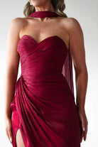 Oh Hello Clothing Women > Clothing > Dresses 1*DONE -CINDERALLA-CD411-BURGUNDY GOWN WITH MATCHING SCARF