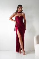 Oh Hello Clothing Women > Clothing > Dresses 1*DONE -CINDERALLA-CD411-BURGUNDY GOWN WITH MATCHING SCARF