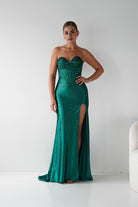 Oh Hello Clothing Women > Clothing > Dresses 1*DONE - Cinderalla-CK918-EMERALD Beaded Strapless Gown with Thigh-High Slit (Copy) (Copy)