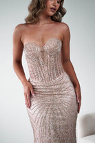 Oh Hello Clothing Dresses 1*DONE -Cinderalla- Rose gold-  Beaded Corset Gown