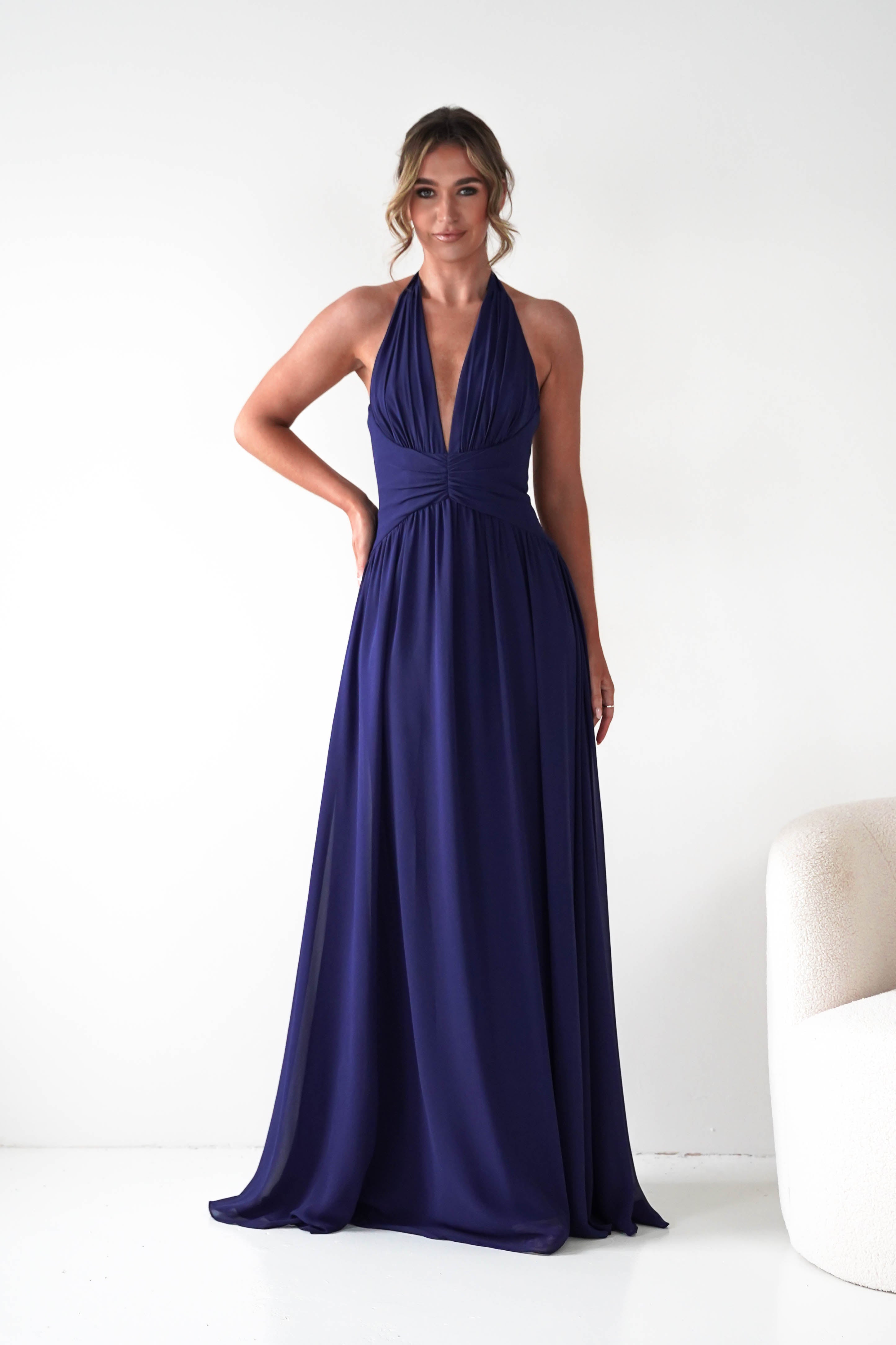 Oh Hello Clothing Dresses 1*DONE -CINDERALLA-T715 NAVY FLOWY DRESS