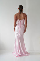 Oh Hello Clothing Women > Clothing > Dresses 1*DONE - Cinderalla-t723-Strapless Satin Maxi Dress with Side Slit in pink Copy)