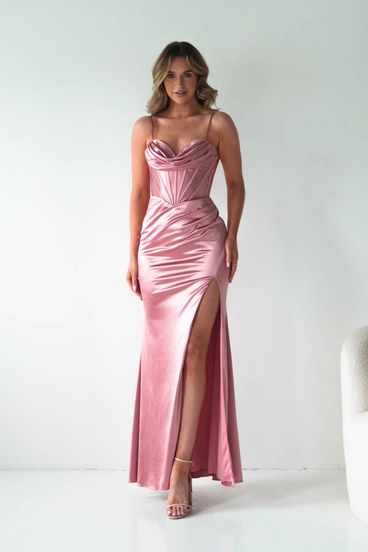 Oh Hello Clothing Women > Clothing > Dresses 1*DONE - Cinderalla-t815- Dusty rose satin gown