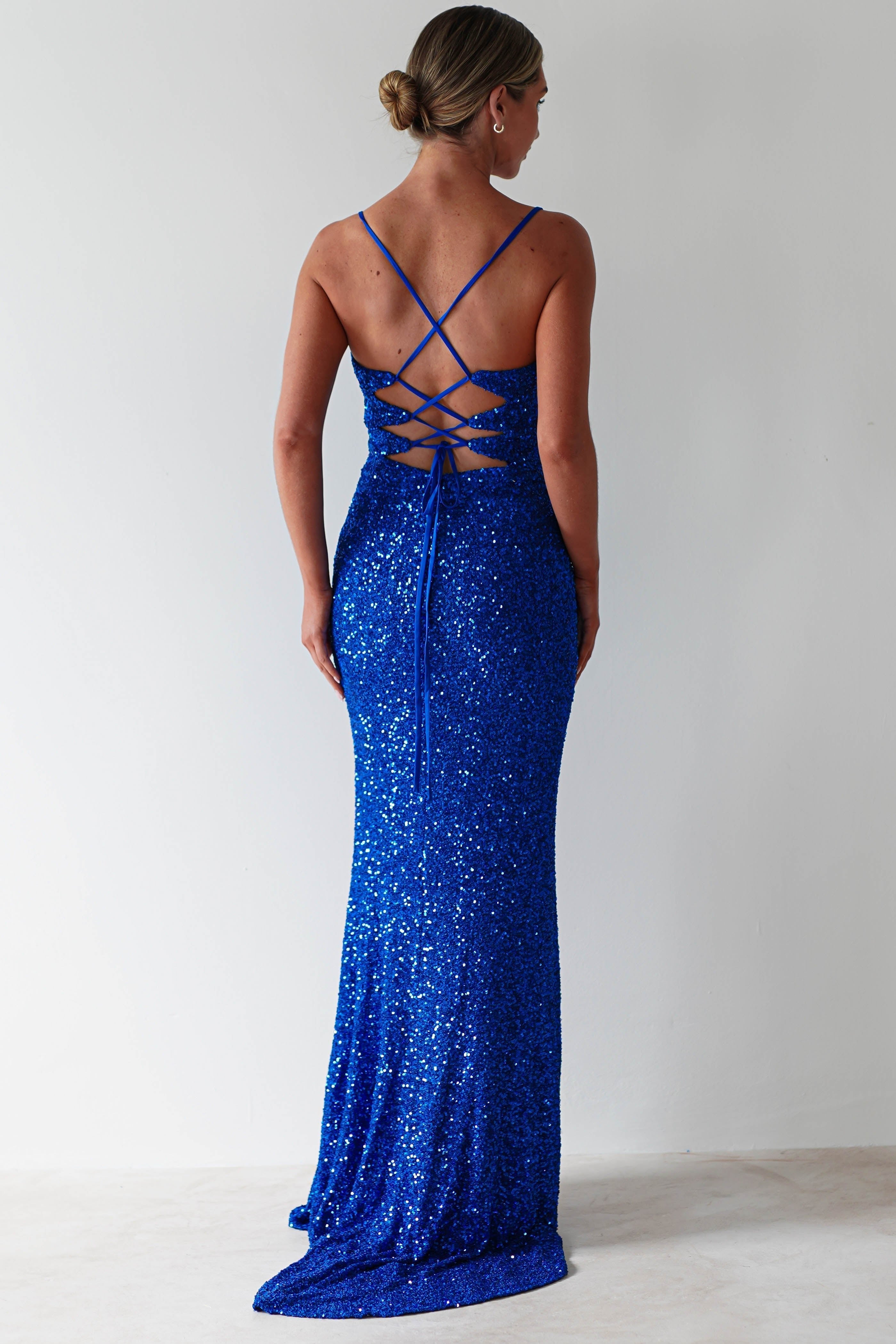 Clarisse Bodycon Sequin Gown | Royal Blue | Debs & Prom | Formal Gown | Oh Hello Clothing