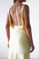 Thea Mesh Midriff Soft Satin Maxi Dress Yellow | Wedding Guest Dress | Maxi | Satin | Oh Hello Clothing