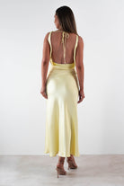 Thea Mesh Midriff Soft Satin Maxi Dress Yellow | Wedding Guest Dress | Maxi | Satin | Oh Hello Clothing