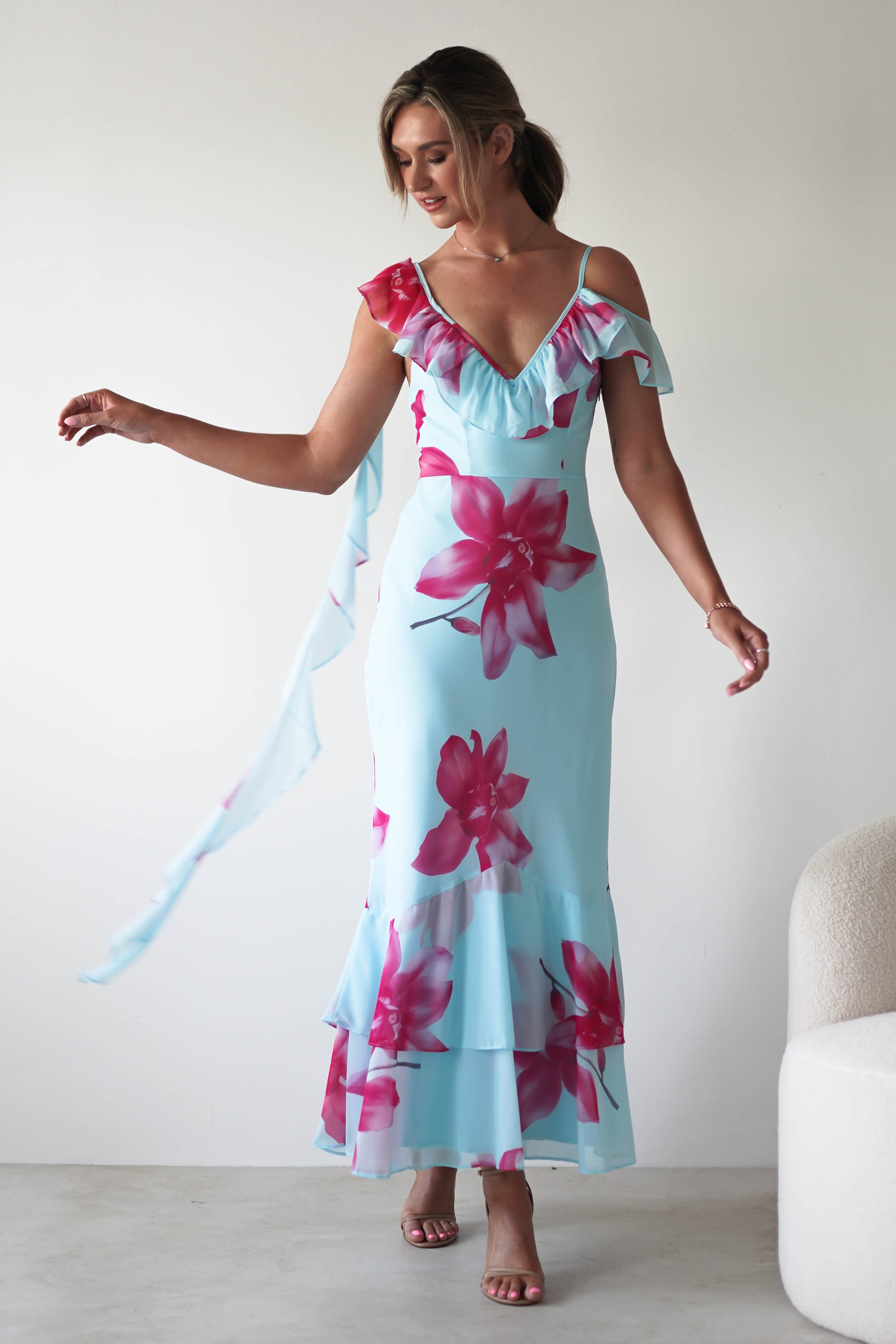 Leonie Floral Print Maxi Dress Blue | Wedding Guest Dress | Maxi | Oh Hello Clothing