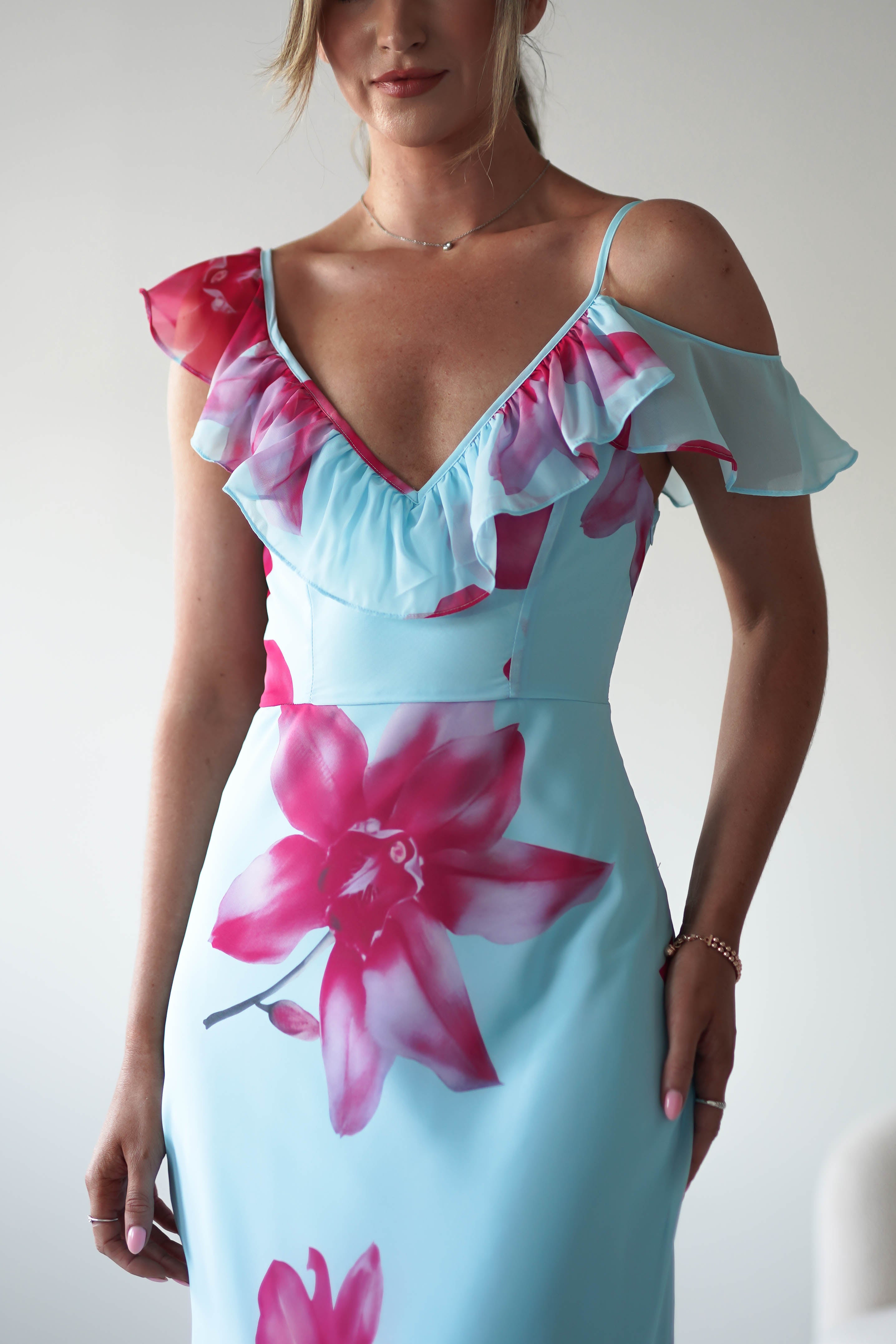 Leonie Floral Print Maxi Dress Blue | Wedding Guest Dress | Maxi | Oh Hello Clothing